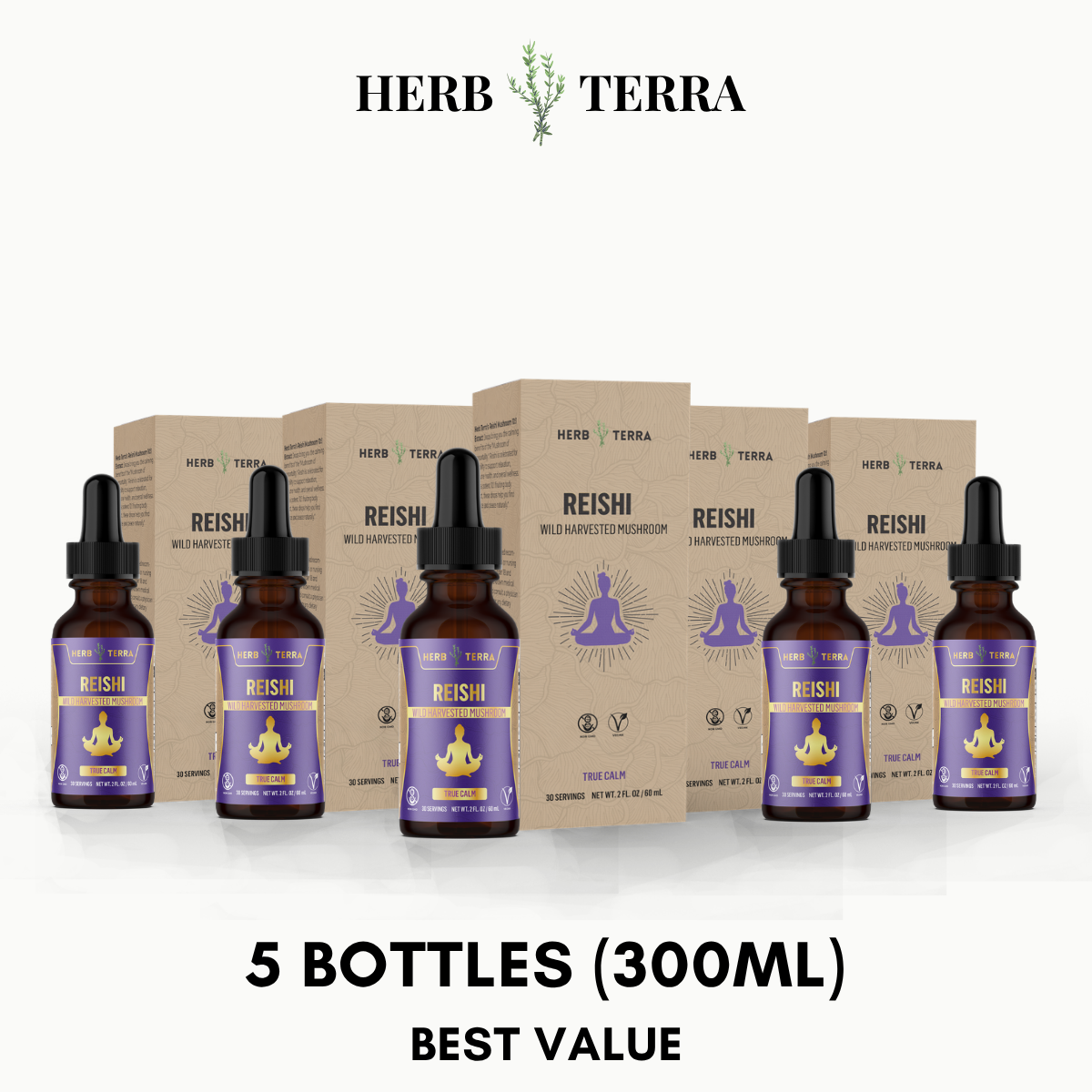 Reishi Mushroom Drops – 5 Bottles