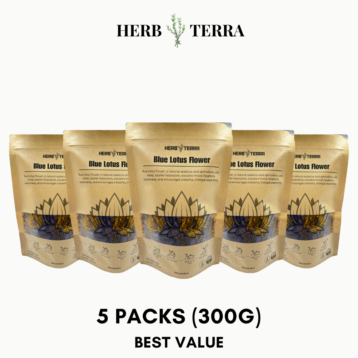 Premium Egyptian Blue Lotus Flower – 60 grams / 5 Packs