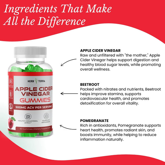 Apple Cider Vinegar Gummies with ACV
| Herb terra