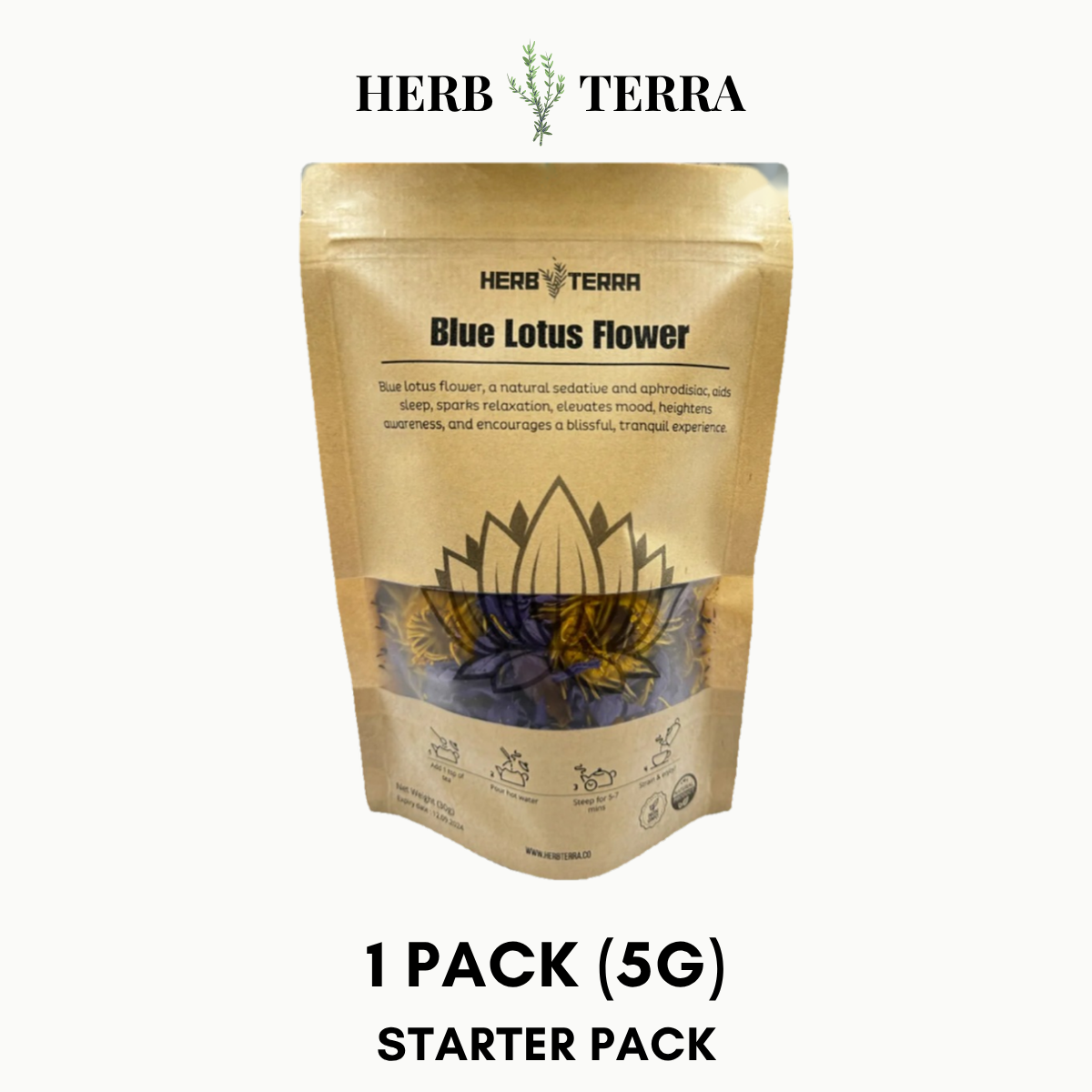 Premium Egyptian Blue Lotus Flower – 5 grams / 1 Pack