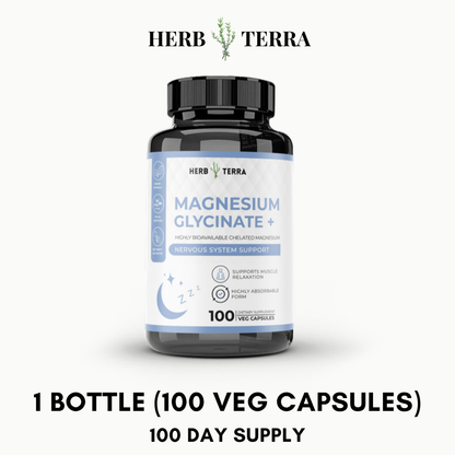 Magnesium Glycinate 500 mg – 100 Capsules / 1 Bottle
