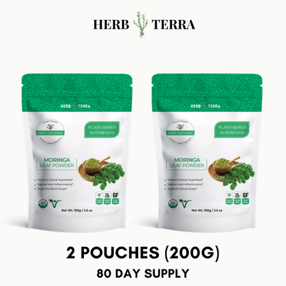 Organic Moringa Leaf Powder 100g – 2 Pouches