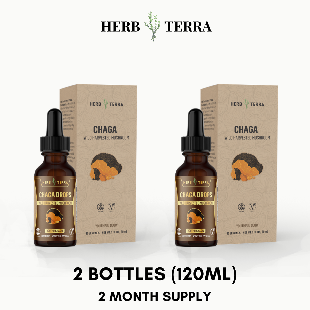 Chaga Mushroom Drops – 2 Bottles