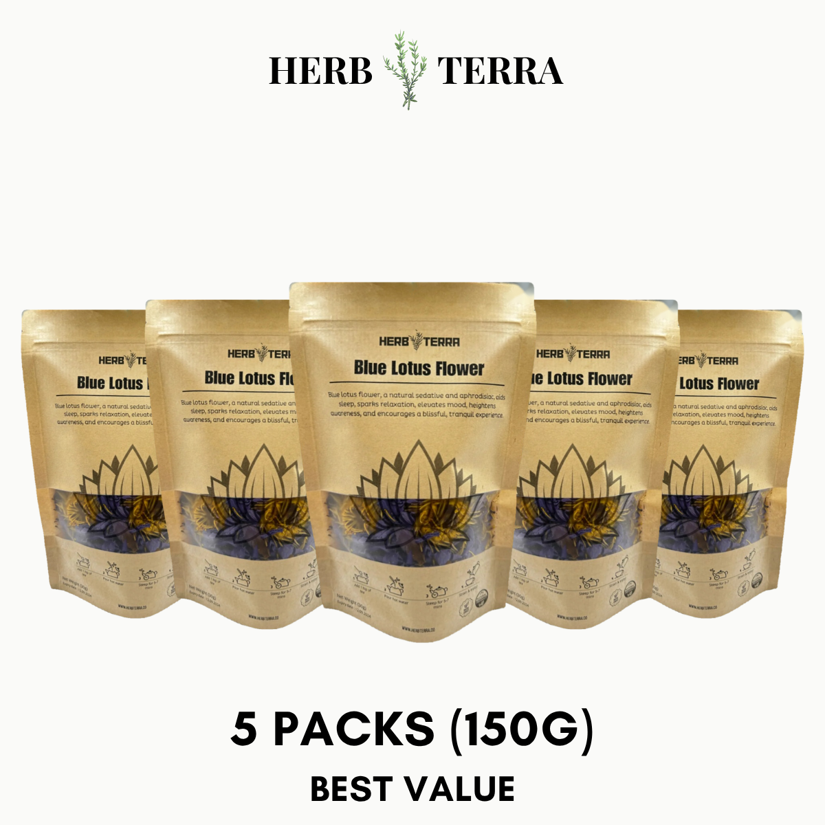 Premium Egyptian Blue Lotus Flower – 30 grams / 5 Packs