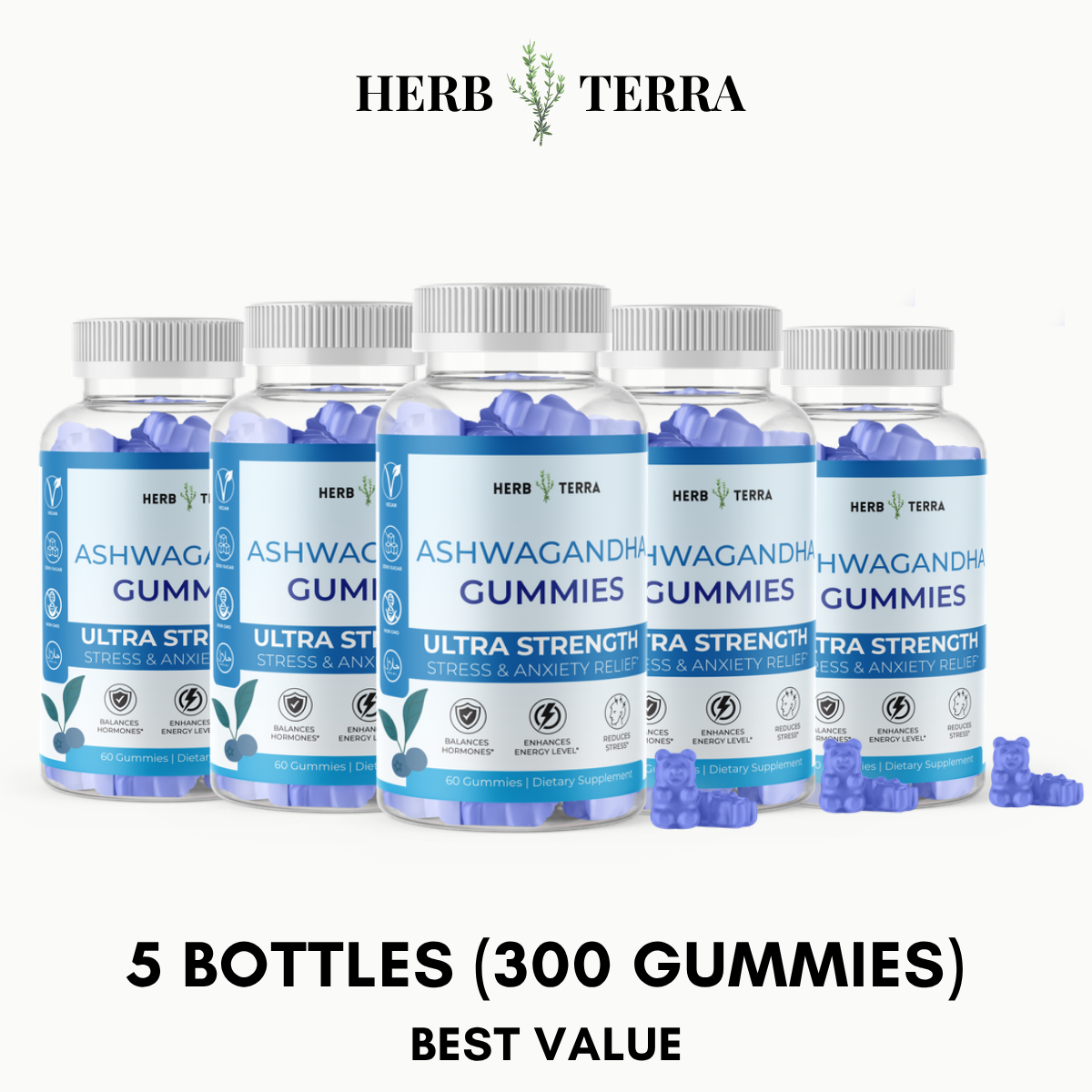 Ashwagandha Gummies – 5 Bottles