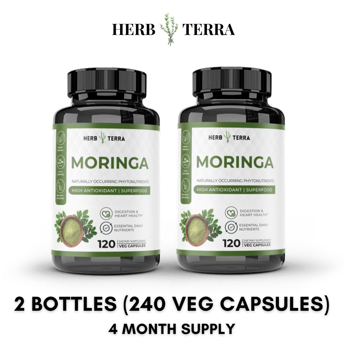 Moringa Leaf 120 Capsules – 2 Bottles