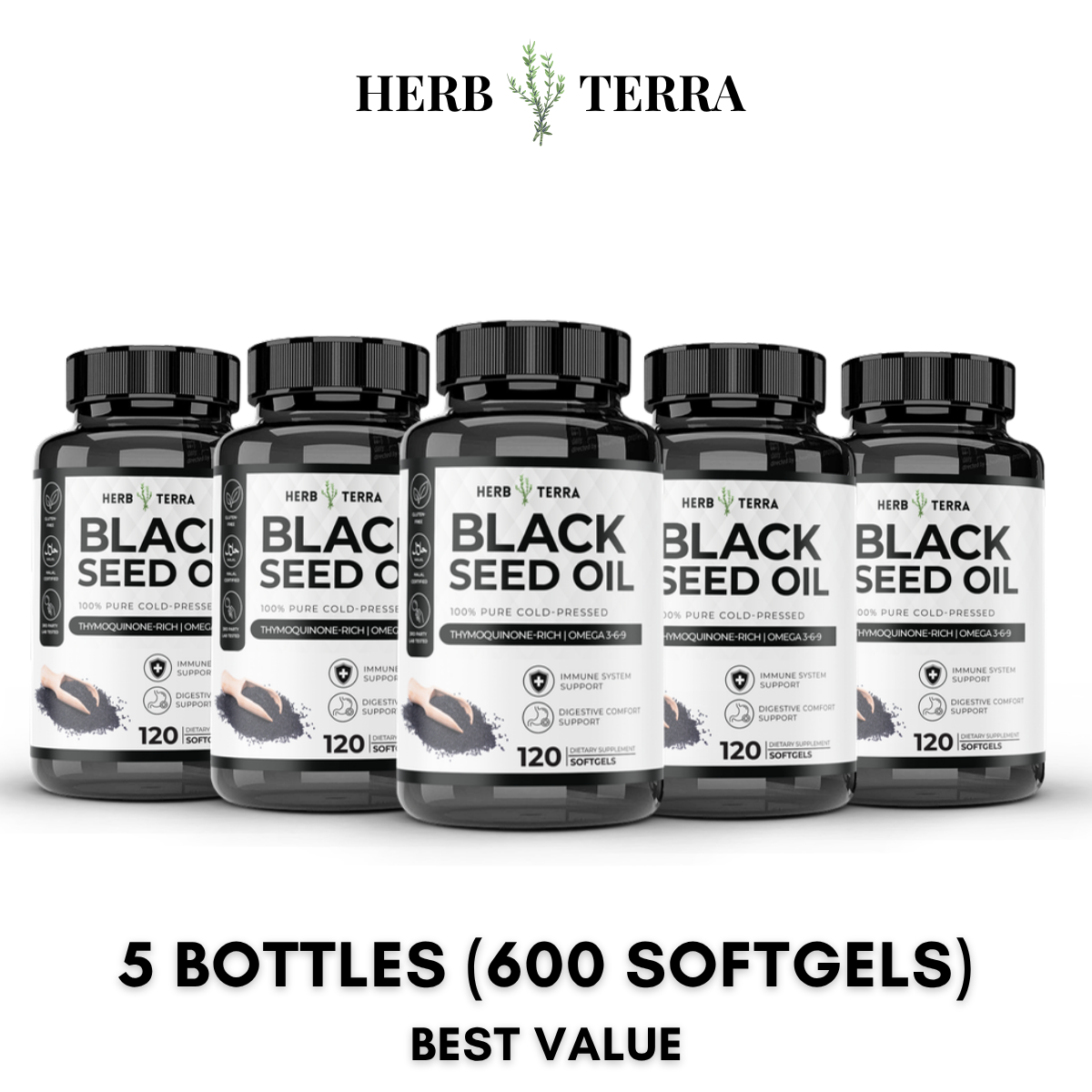 Black Seed Oil Capsules 1000mg – 5 Bottles