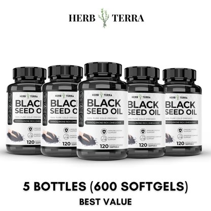 Black Seed Oil Capsules 1000mg – 5 Bottles