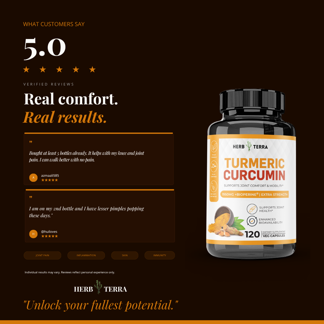 [Bundle of 3] Herb Terra Turmeric Curcumin  - Joint, Inflammation & Antioxidant Support (3 x 120 capsules)