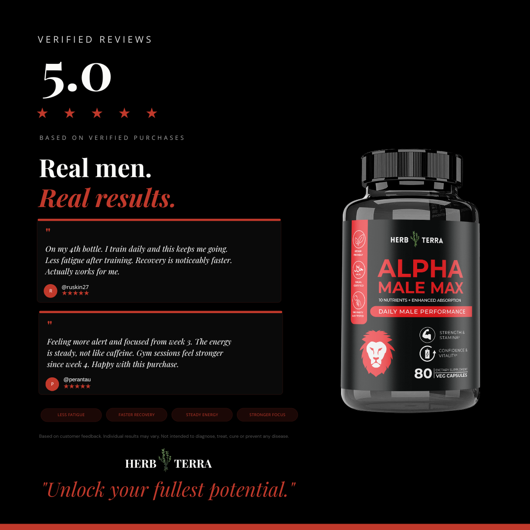 Alpha Male Max | 80 Capsules | Elite Performance Complex
