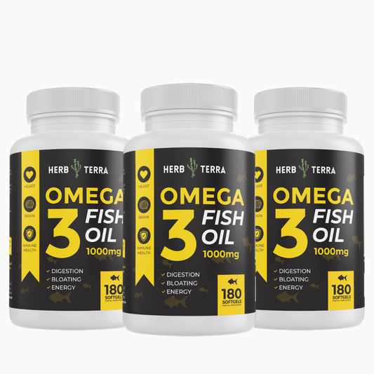 [Bundle of 3] Herb Terra Omega 3 Fish Oil 1000mg - Heart, Brain & Joint Support