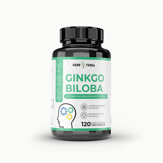 Ginkgo Biloba Brain - Memory Formula - 120 Vegan Capsules