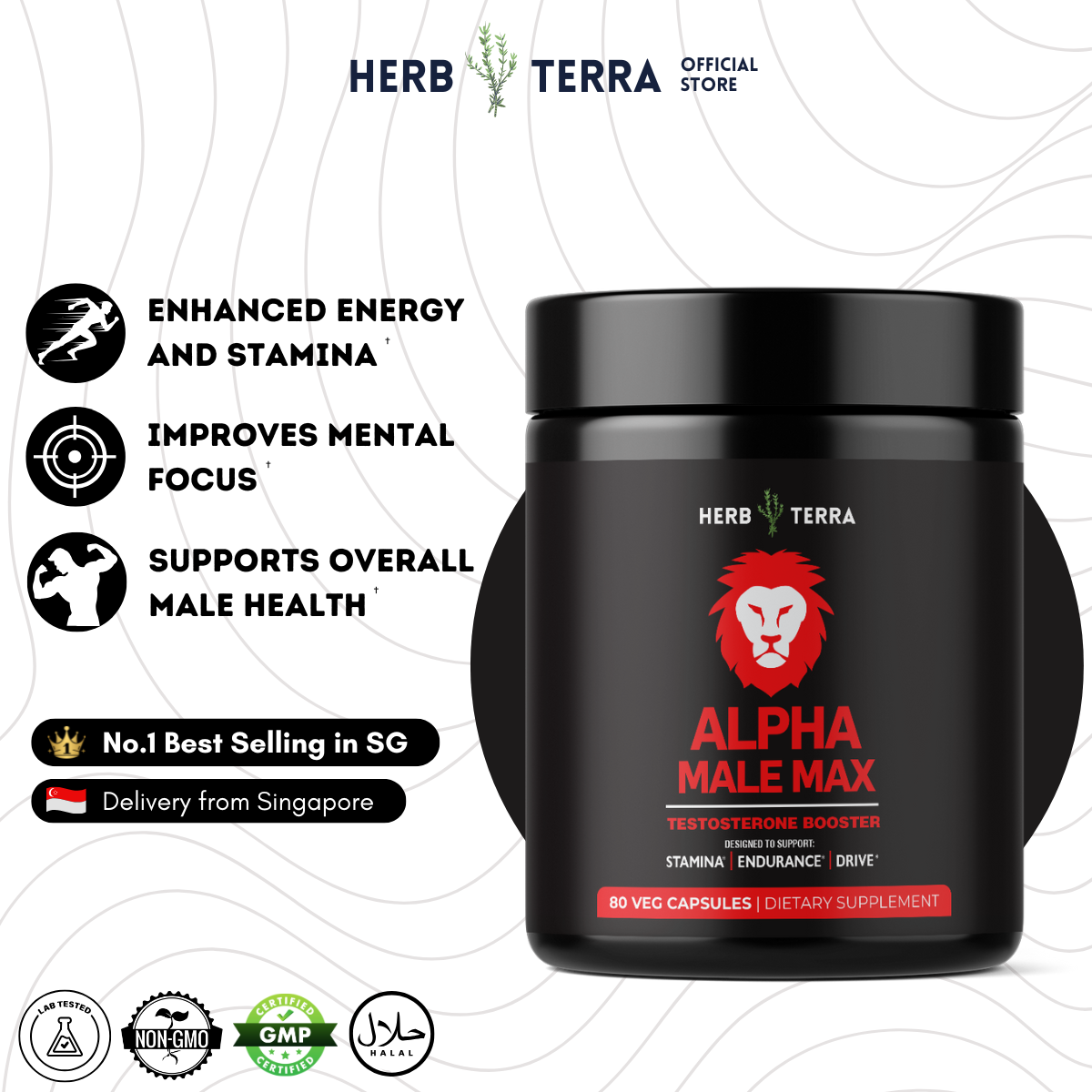 Alpha Male Max container on white | Herb Terra
