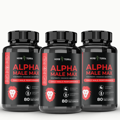 [Bundle of 3] Herb Terra Alpha Male Max  - Energy, Strength, & Performance Support (3 x 80 capsules)