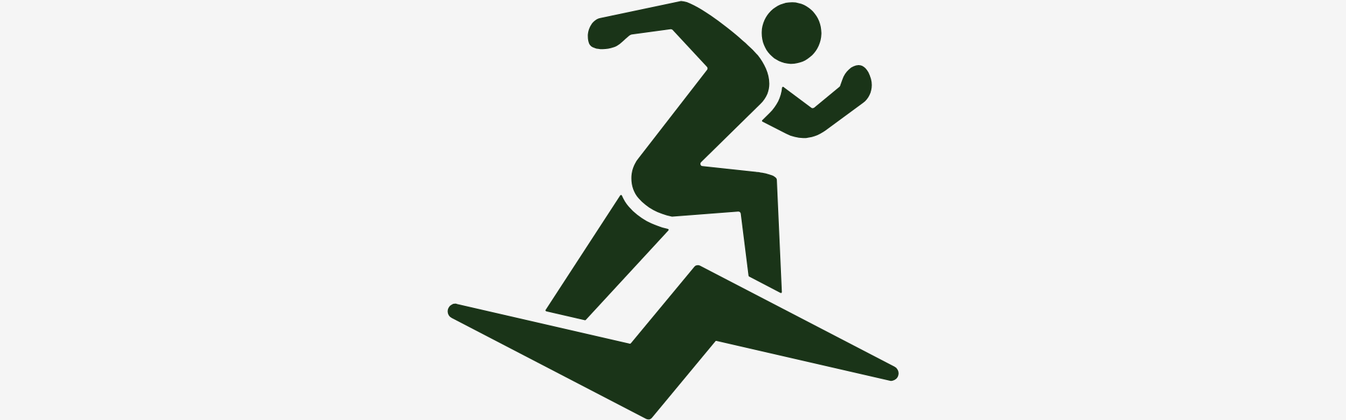 Green icon of a running person on a white background