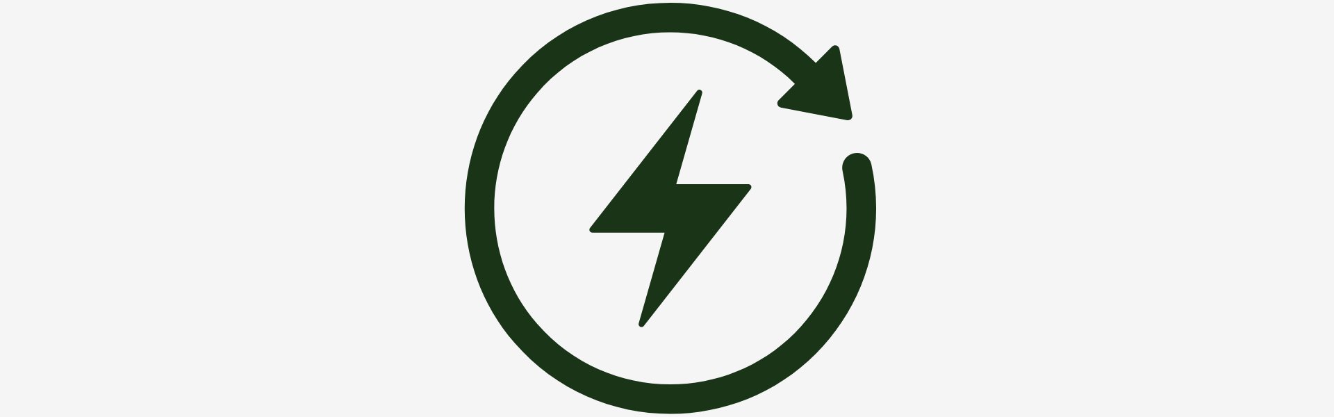 Green icon with a lightning bolt inside a circular arrow on a white background