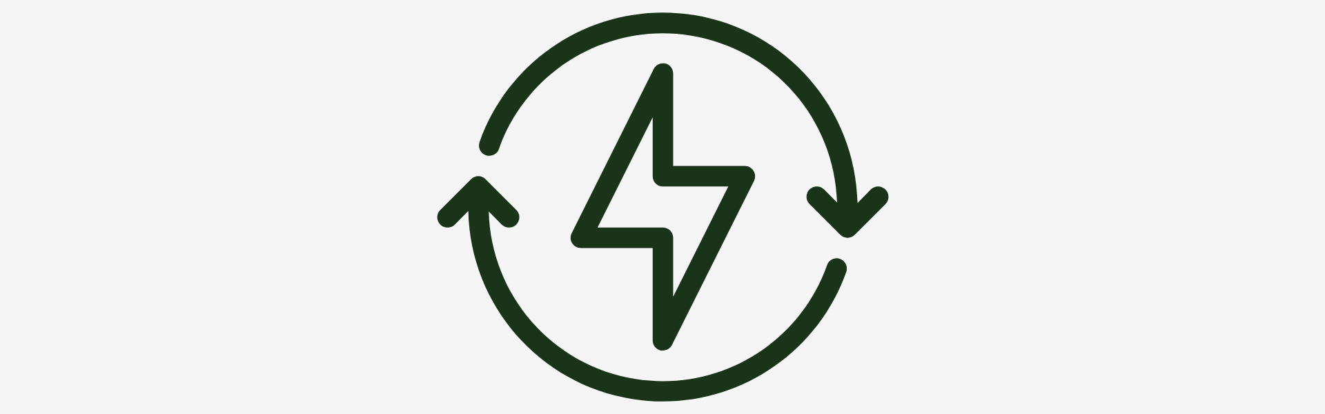 Green icon with a lightning bolt and circular arrows on a white background