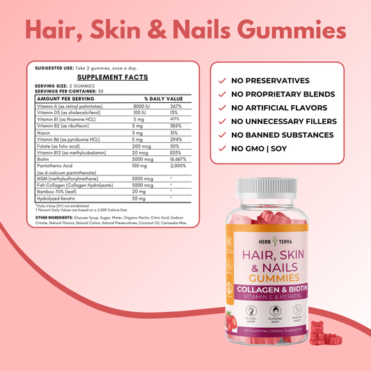 Herb Terra Hair Skin & Nails Gummies detailes | Herb Terra