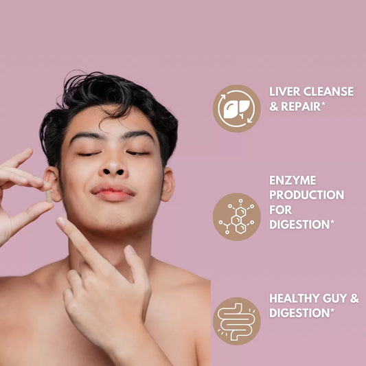 Man promoting liver detox supplement.| Herb terra