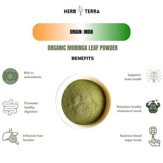 Organic Moringa Leaf Powder benefits.
| Herb terra