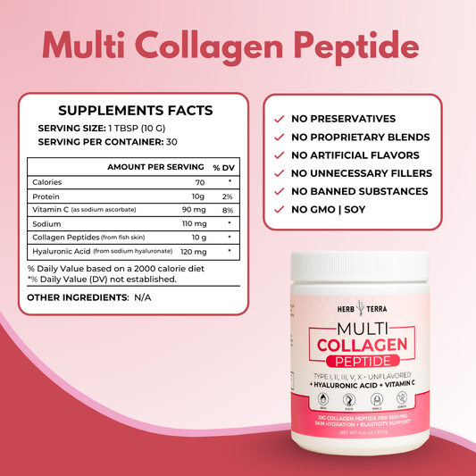 Multi Collagen Peptide on pink | Herb Terra

