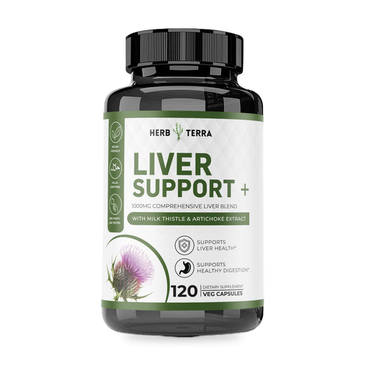 Herb Terra Liver Support+, 120 Veg Capsules: bottle front on white background