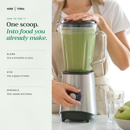 Herb Terra Moringa Leaf Powder, 100 g Pouch: how to use, one scoop blended into a green smoothie