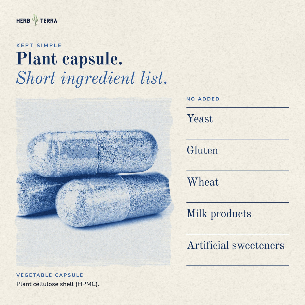 Herb Terra Tongkat Ali 120 Veg Capsules: plant capsule with no added yeast, gluten, wheat, milk or sweeteners
