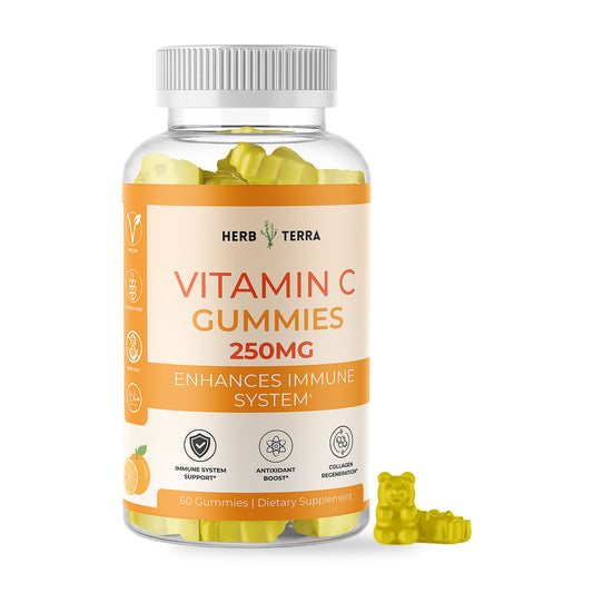 Herb Terra Vitamin C Gummies 60 Gummies: bottle front on white background