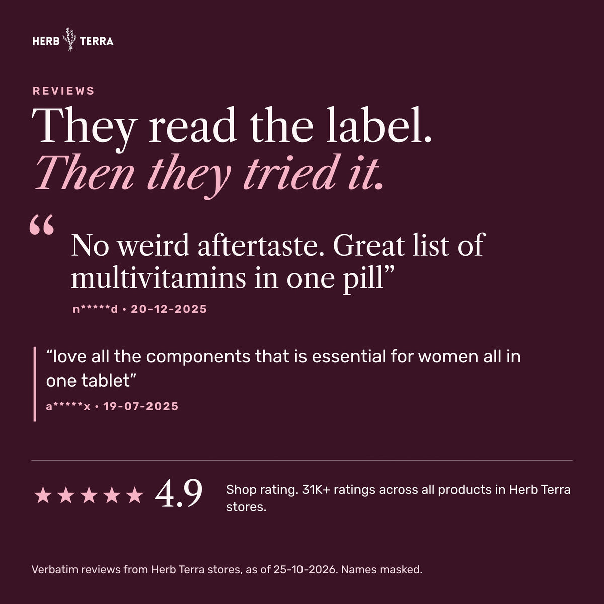 Herb Terra Women's Multivitamin 120 Veg Capsules: buyer reviews and shop rating